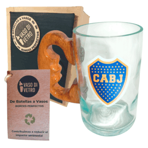 Chopp DE boca Juniors vasodivetro de botella cortada