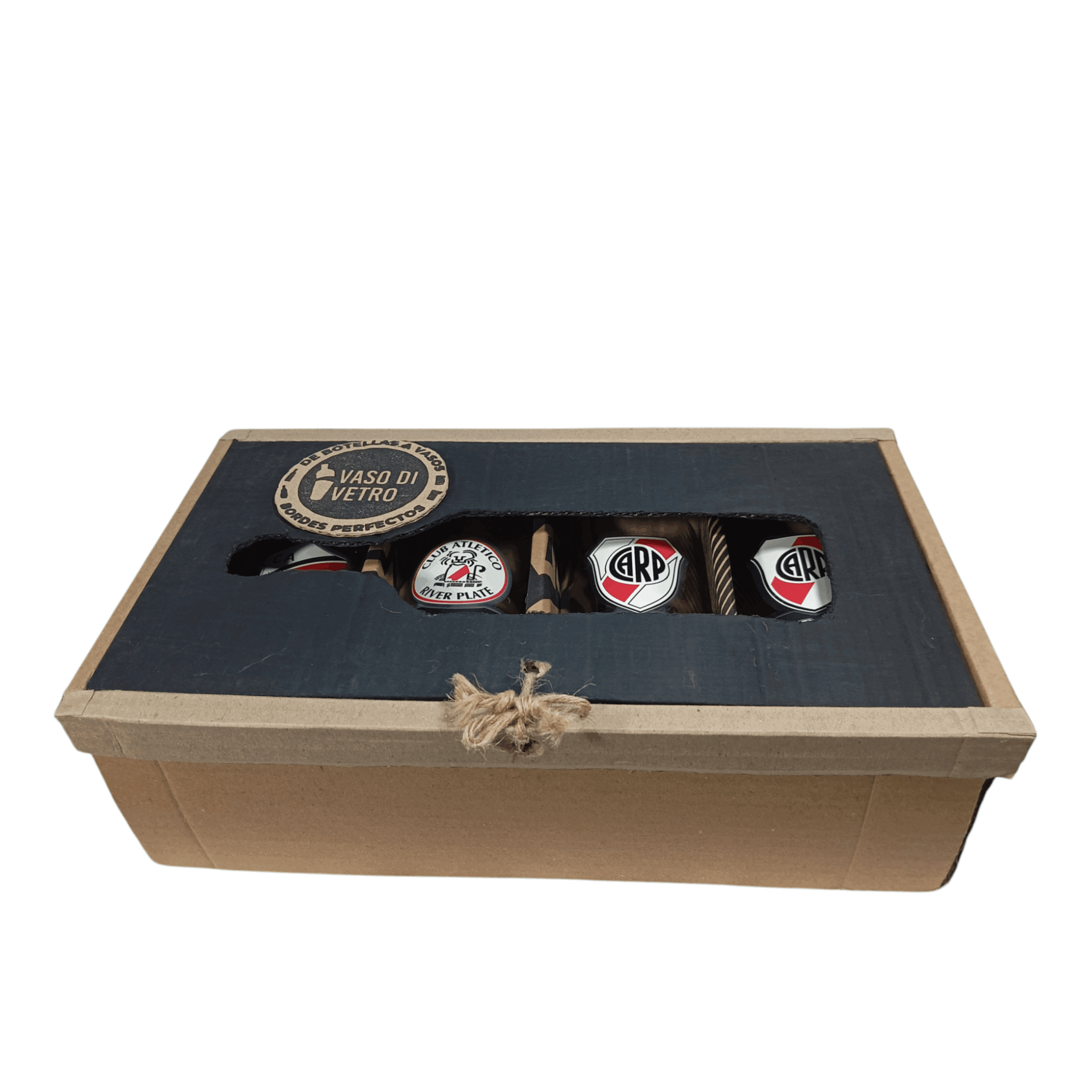 4 Vasos Coleccionables de River Plate de Botellas Cortadas con Vinilo UV - VASODIVETRO